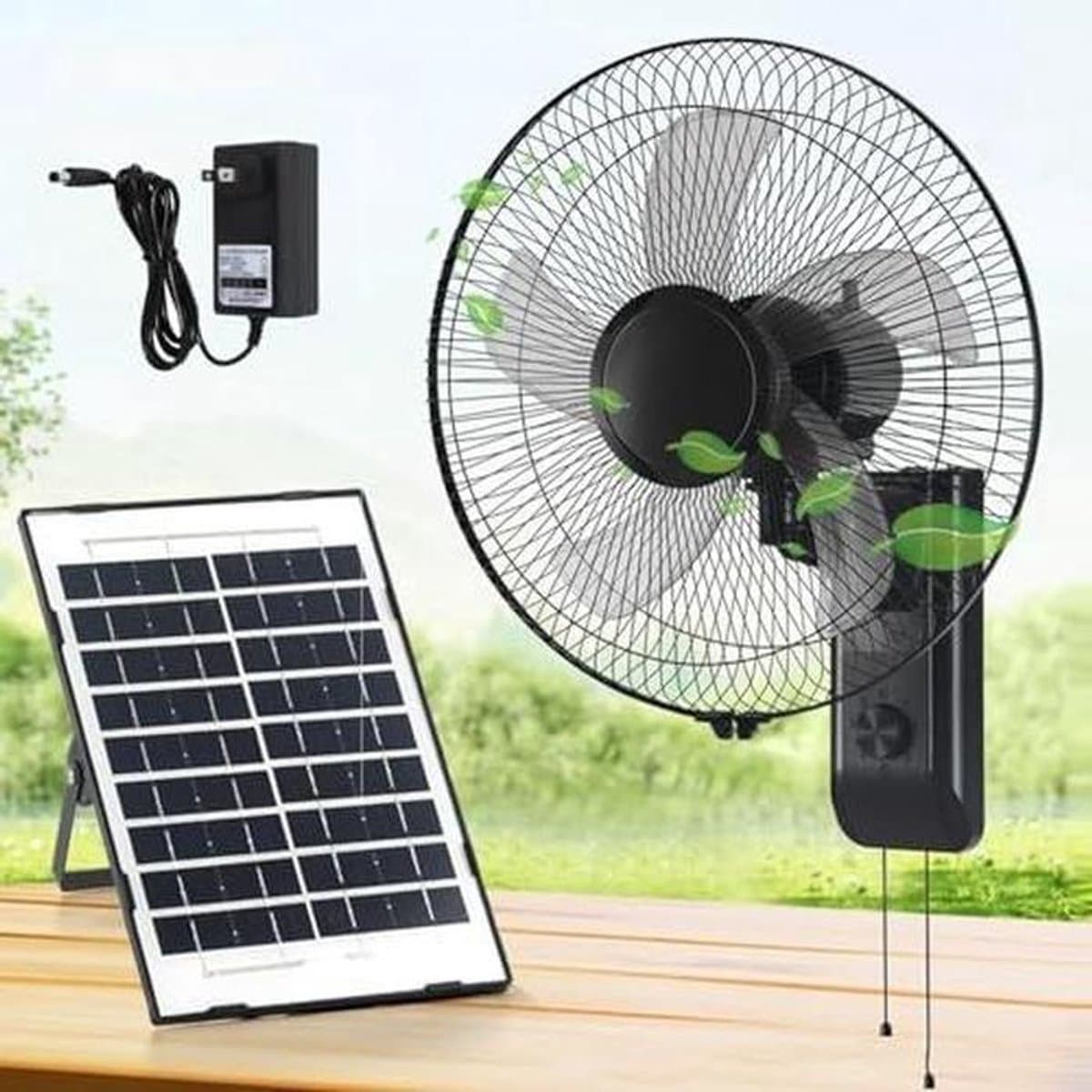 Wandventilator - Elektrische Koeler - Ruimte Koelen - Zonne-energie Optie - 43CM 16IN - Wit — afbeelding 1