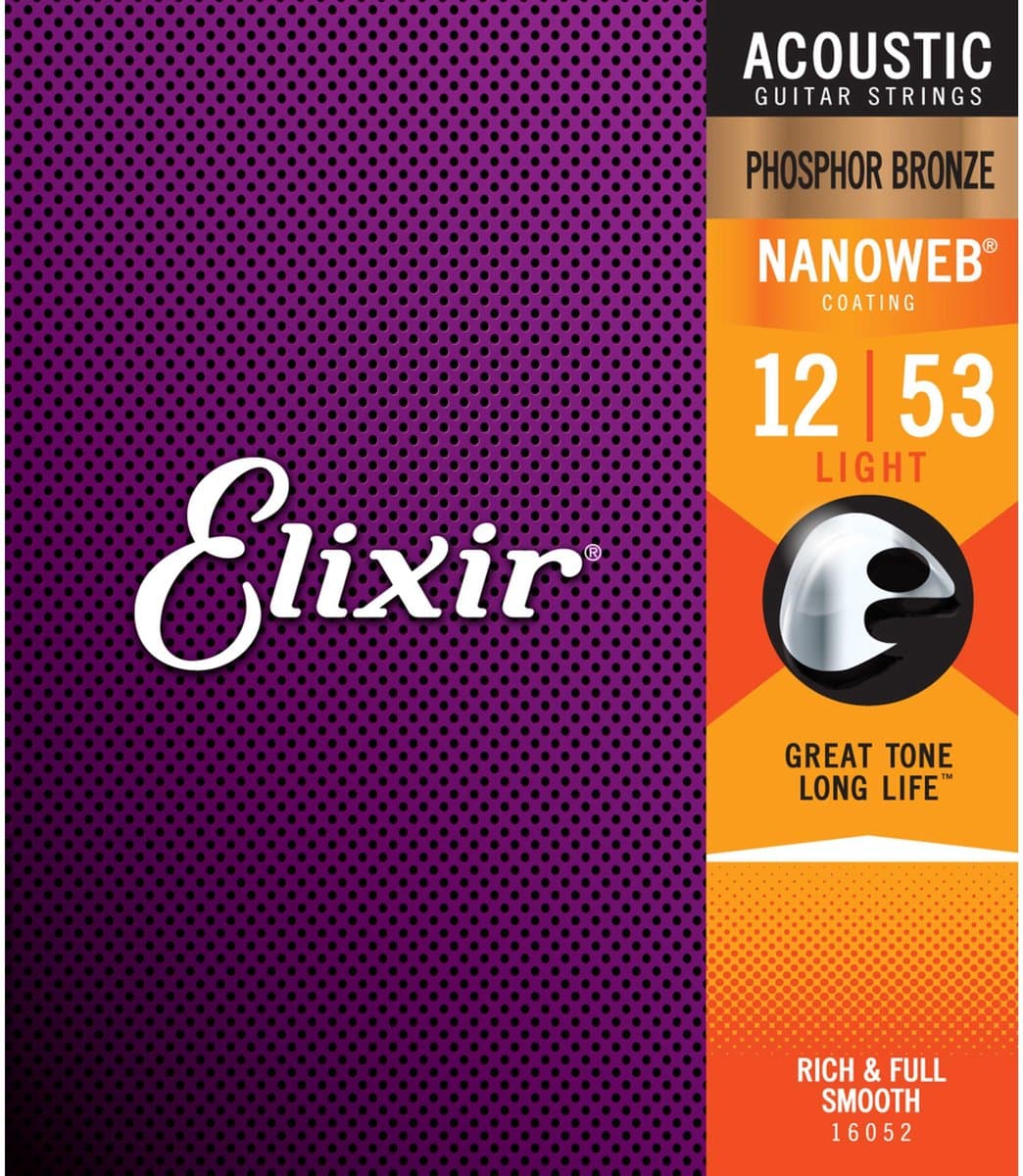 Elixir Strings NANOWEB - Akoestische Gitaarsnaren - Phosphor Bronze - Light Gauge - 12-16-24-32-42-53 — afbeelding 1