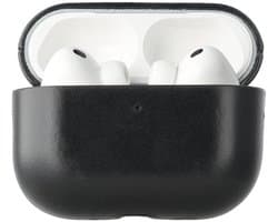 Rosso Deluxe Case Geschikt voor AirPods Pro 3 - Case Echt Leer - Echt Leren Beschermhoes Zwart