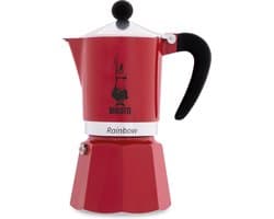 Bialetti Rainbow Rood Percolator – 3 kops – 200 ml – Authentieke Italiaanse Espresso Maker