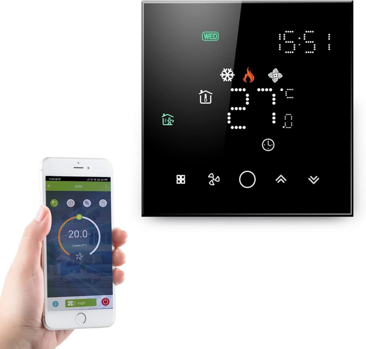 Slimme Wifi Thermostaat voor Airconditioning met Touchscreen en Spraakbesturing — afbeelding 1