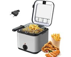 Elektrische Friteuse - Olie Friteuse - Snelle Snacks Maken - Ingebouwd Oliefilter - 2.5 Liter Capaciteit - Wit