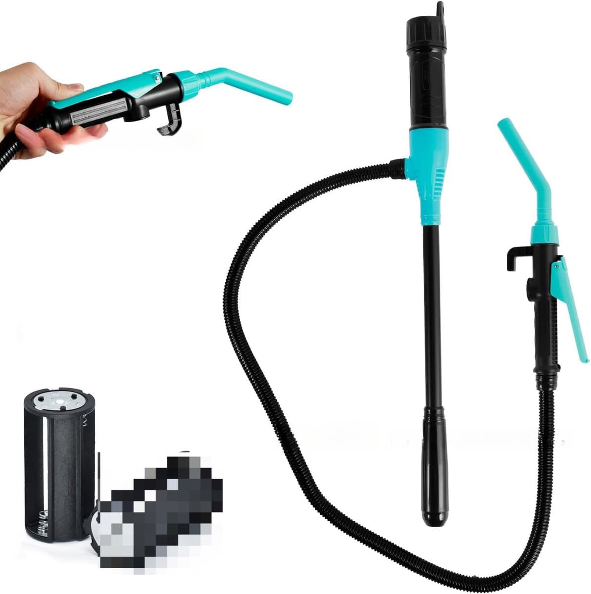 Batterij aangedreven (niet inbegrepen), vloeistofpomp, elektrische vloeistofhevelpomp, multifunctionele draagbare pomp, afneembare elektrische waterpomp, oliepijp, oliezuiger, draagbare oliepomp, zelfrijdende slangoliepomp, blauw — afbeelding 1