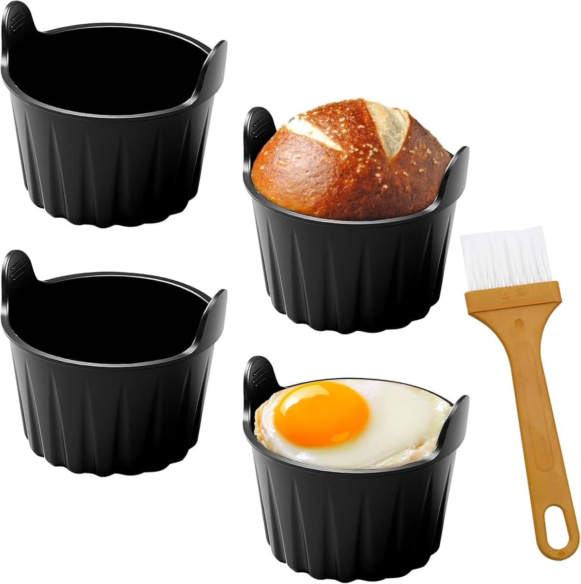 4pcs Silicone Moulds - Air Fryer Nonstick Oven Moulds - Keuken Accessoires - Herbruikbare Silicone Insert Pot Liner voor Baking Pudding en Eieren — afbeelding 1