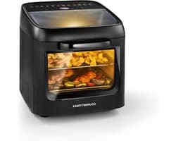 Heteluchtoven met panoramadak - Airfryer mini-oven - Grote maaltijden bereiden - 9 functies 125 liter - XXL accessoireset - Mat zwart