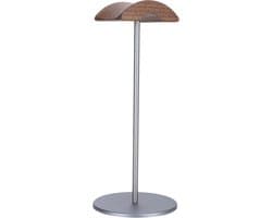 Koptelefoon Standaard - Headset Houder - Bureau Organisatie - Walnoot Hout Basis - Zwart Aluminium