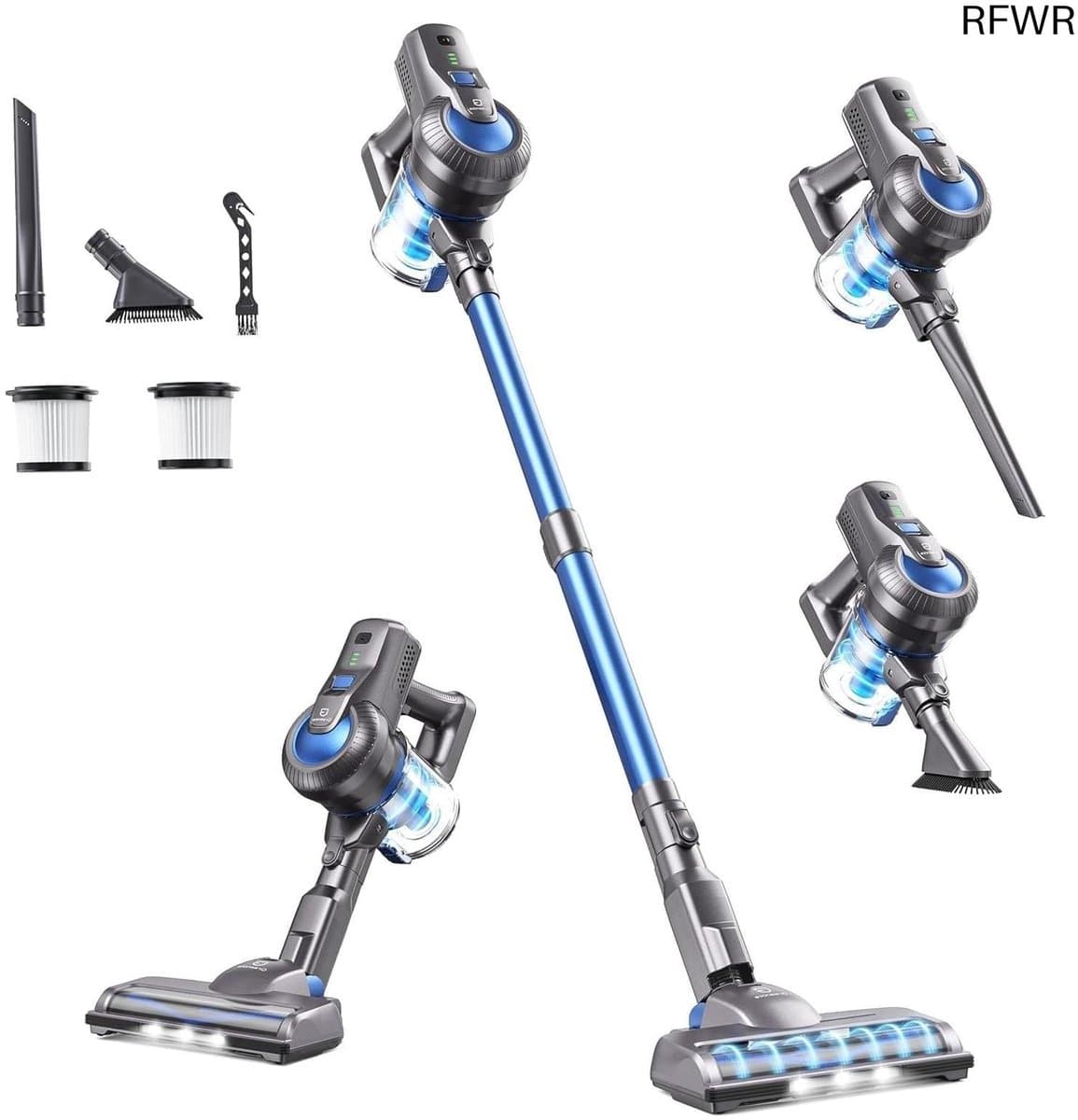 Draadloze Stofzuiger - Steelstofzuiger Accu - Snel Huis Schoonmaken - Vrijstaand Design - 30 Min Werktijd - Blauw — afbeelding 1