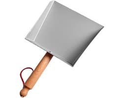 Metalen Stofpan - Roestvrijstaal Bakje - Snel Opruimen - Ergonomisch Houten Handvat - 22 x 15 cm - Zilver