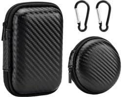 Store_9 - Mini-hoofdtelefoon-opbergdozen - Opbergtas - Harde EVA-koffer - Zwart - Reisaccessoires - Hoofdtelefoon en datakabel - 2 stuks