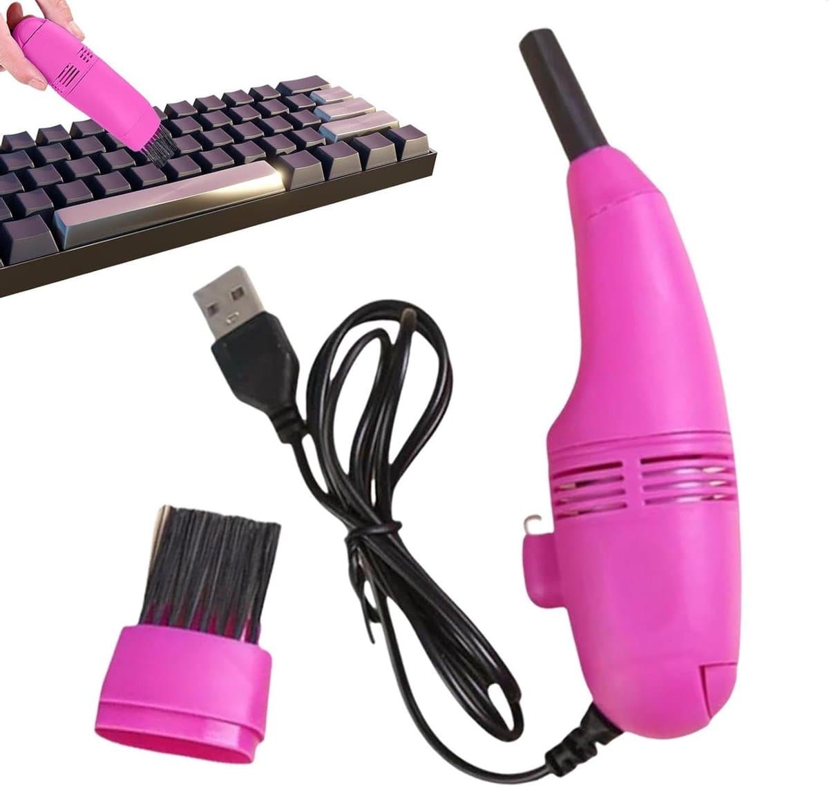 Handstofzuiger - Mini Stofzuiger - Computer Reinigen - USB Oplaadbaar - Compact Formaat - Hot Pink — afbeelding 1