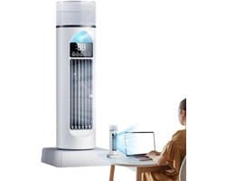 Torenventilator - Stille vloerventilator - Slaapkamer verkoeling - Zes snelheden - 12x34.5 cm - Wit