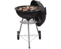 KINGHoff - Houtskool BBQ Grill - Kogelbarbecue met Deksel en Wielen - Tuin BBQ Grill Verrijdbaar - Barbecue met Temperatuurregeling - Buiten Grill - Camping & Terras BBQ - Metaal - Ø43 x 47.5 x 74 cm - Zwart