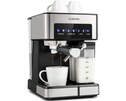 Klarstein Koffiemachine Espresso Pistonmachine met Melkopschuimer, 1,8 L Mini Espressomachine met Piston, 20 Bar RVS Compact, Melkreservoir, 1350 W Koffiemachine voor Gemalen Koffie - Stoompijpje Touch LED - Coffee Machine