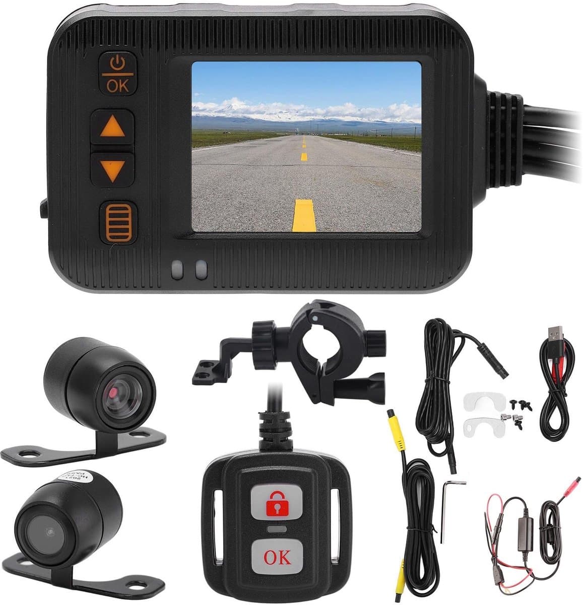 Jhubersproducts Motorfiets Dash Cam - 1080P HD - Waterdicht - 2 Inch Scherm - Loop Recording - Geschikt voor alle motorfietsen - Zwart — afbeelding 1