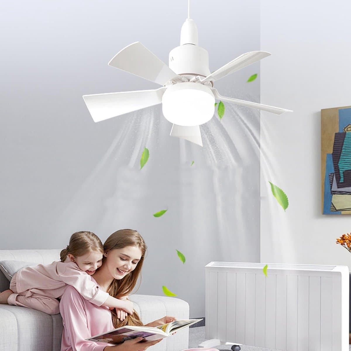 Dailygoods - Plafondventilator - Verlichting - Dimbare gloeilamp - Slimme afstandsbediening - 3 windsnelheden - Ideaal voor slaapkamer en keuken — afbeelding 1