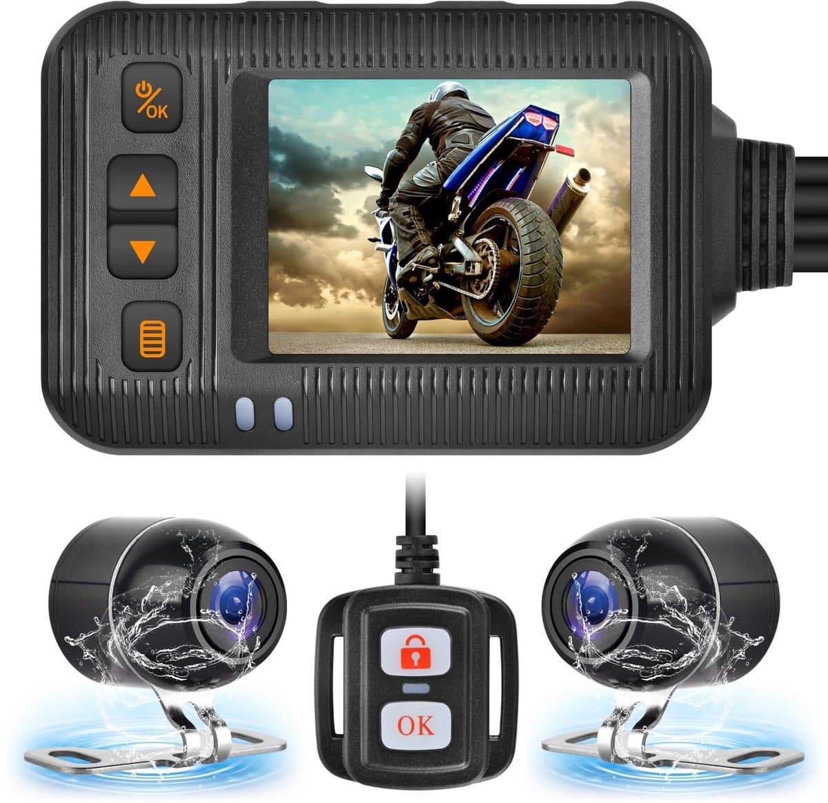 Dailygoods - Dashcam Vooraan Achter - Parkeerbeschermer - Waterdicht - Rijrecorder voor Motorfiets - Veiligheid in Parkeren - Geschikt voor Motorfiets — afbeelding 1