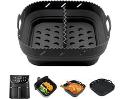 Siliconen bakvorm voor airfryer - geschikt voor 55 l en 62 l - accessoires met scheidingswanden - heteluchtfriteuse-accessoires - zwart.