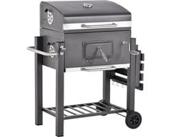 Outsunny Grillwagen houtskoolgrill houtskoolgrill BBQ-grill staande grill tuingrill roestvrij staal 846-013