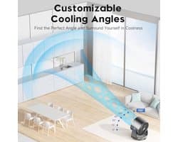 Stille Bureauventilator met Turbo Luchtstroom en Digitale Weergave - 19,1 cm, 100 Snelheden en Oplaadbare Batterij