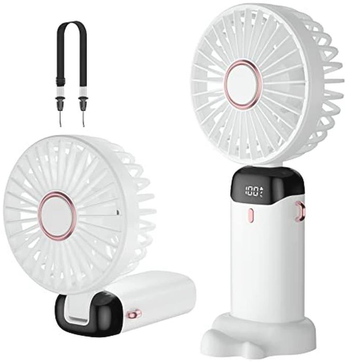 Draagbare Oplaadbare Mini-Ventilator met 5 Snelheden - USB Tafelventilator voor Thuis en Reizen — afbeelding 1