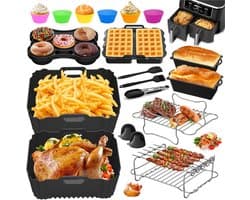 Ninja Heteluchtfriteuse Accessoires - Airfryer Accessoires Gescht voor Ninja Foodi Max Dual Zone AF400EU AF451EU 9,5L, Siliconenvorm Heteluchtfriteuse voor Russell Hobbs 2 Kamers 9L