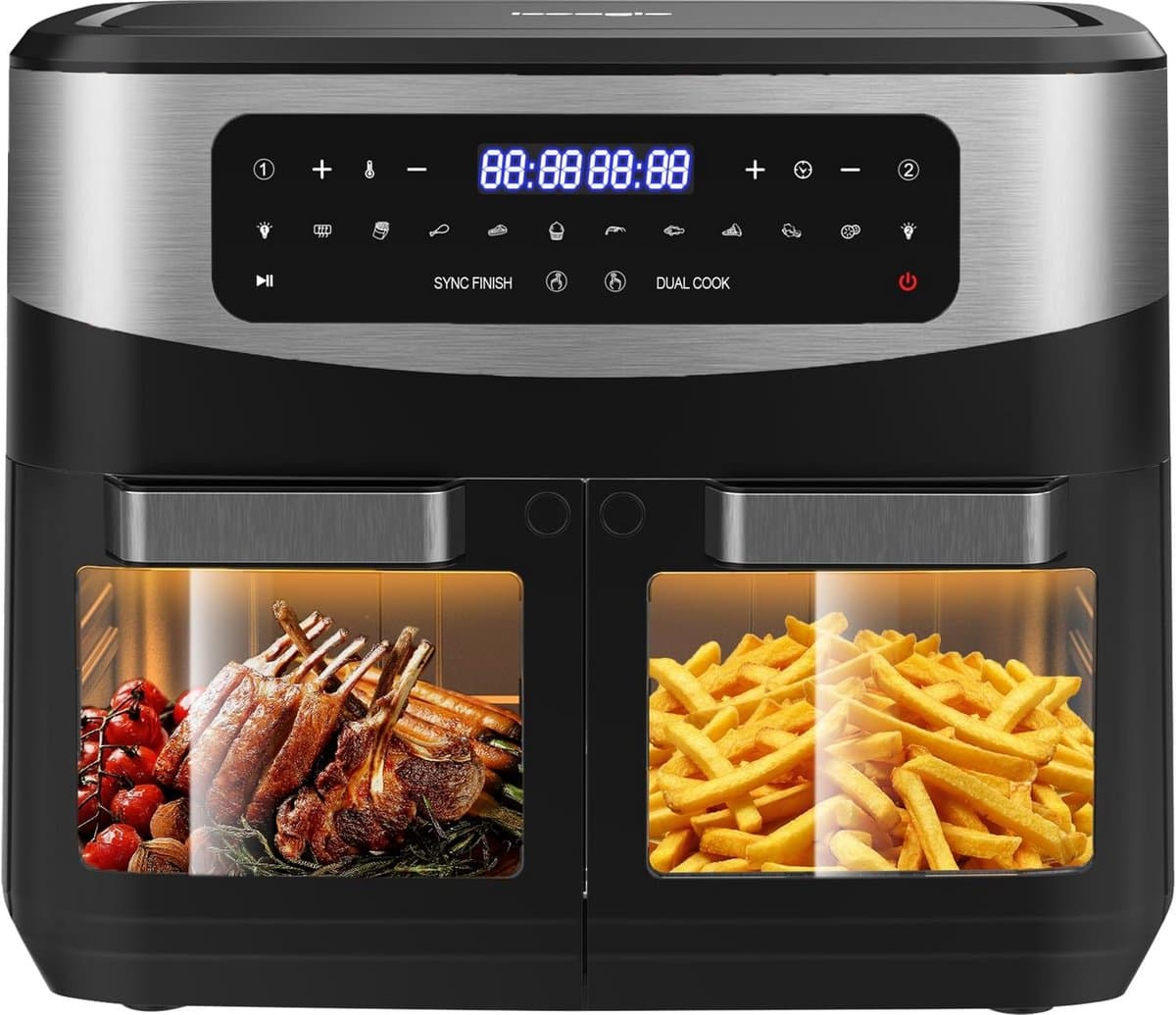 Heteluchtfriteuse 12L met 2 Laden, 10 Programma's en Zichtvenster – 2600W — afbeelding 1