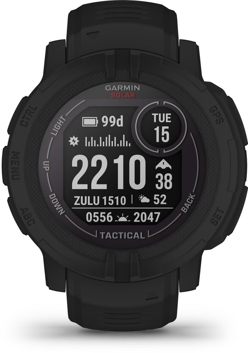 Garmin Instinct 2 Solar - Sporthorloge met GPS - Smartwatch voor heren - Zon Oplaadbaar - 45mm - Tactical Edition Zwart — afbeelding 1