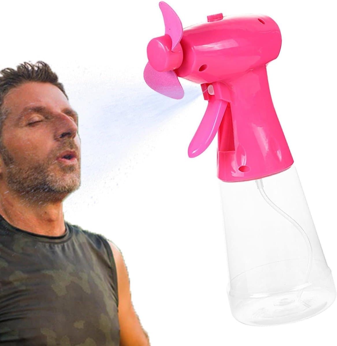Draagbare Ventilator - Persoonlijke Koeler - Buitenactiviteiten - Met Waterspray - 22 cm Hoog - Rood — afbeelding 1