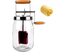 Boter Churner - Handmixer Room - Zelf Boter Maken - Roestvrijstalen Tandwielen - 1000/1500ML - Zilver