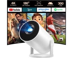 4K, videoprojector, Android 11, videoprojector met Bluetooth 5 en wifi 6, LYNCAST 1080p, draagbare projector voor telefoon/tv-stick/HDMI/PS5/iOS