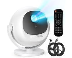 SnelShoppen - Beamer 2025 Draagbare Projector met Elektrische Focus, 4K 1080P, WiFi 6, Bluetooth 5.2, 360° Rotatie, Android 11.0, HDMI Kabel, Geschikt
