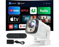 SnelShoppen - Draagbare Beamer 1080p Mini-Projector 4K Wifi 6 Android 11 200 ANSI Externe Luidspreker Bluetooth 5.4 HDMI Thuisbioscoop Voor Feest Camp