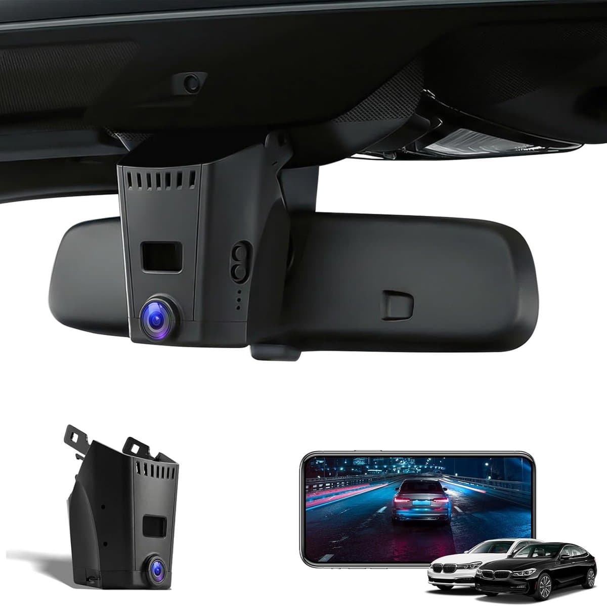 Dashcam voor auto - Zwart - 3,16 inch - Dual Camera met Wifi en Loop-opname - Voor BMW 5- en 7-Serie — afbeelding 1