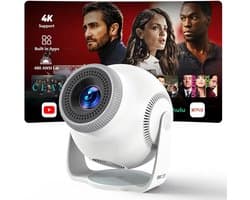 Draagbare Mini-Projector - Compact en Lichtgewicht - Wifi 6 en Bluetooth 5.4 - 1080p en 4K Decodering - Voor Thuisbioscoop en Buitengebruik