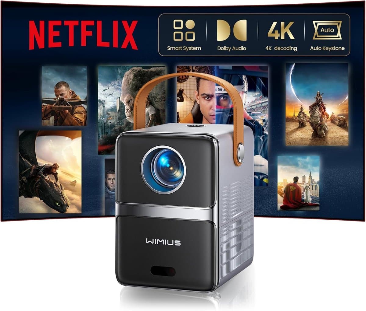 Mini Beamer - Draagbaar - 4K Ondersteuning - Dolby Audio - Voor Thuisbioscoop en Buiten — afbeelding 1