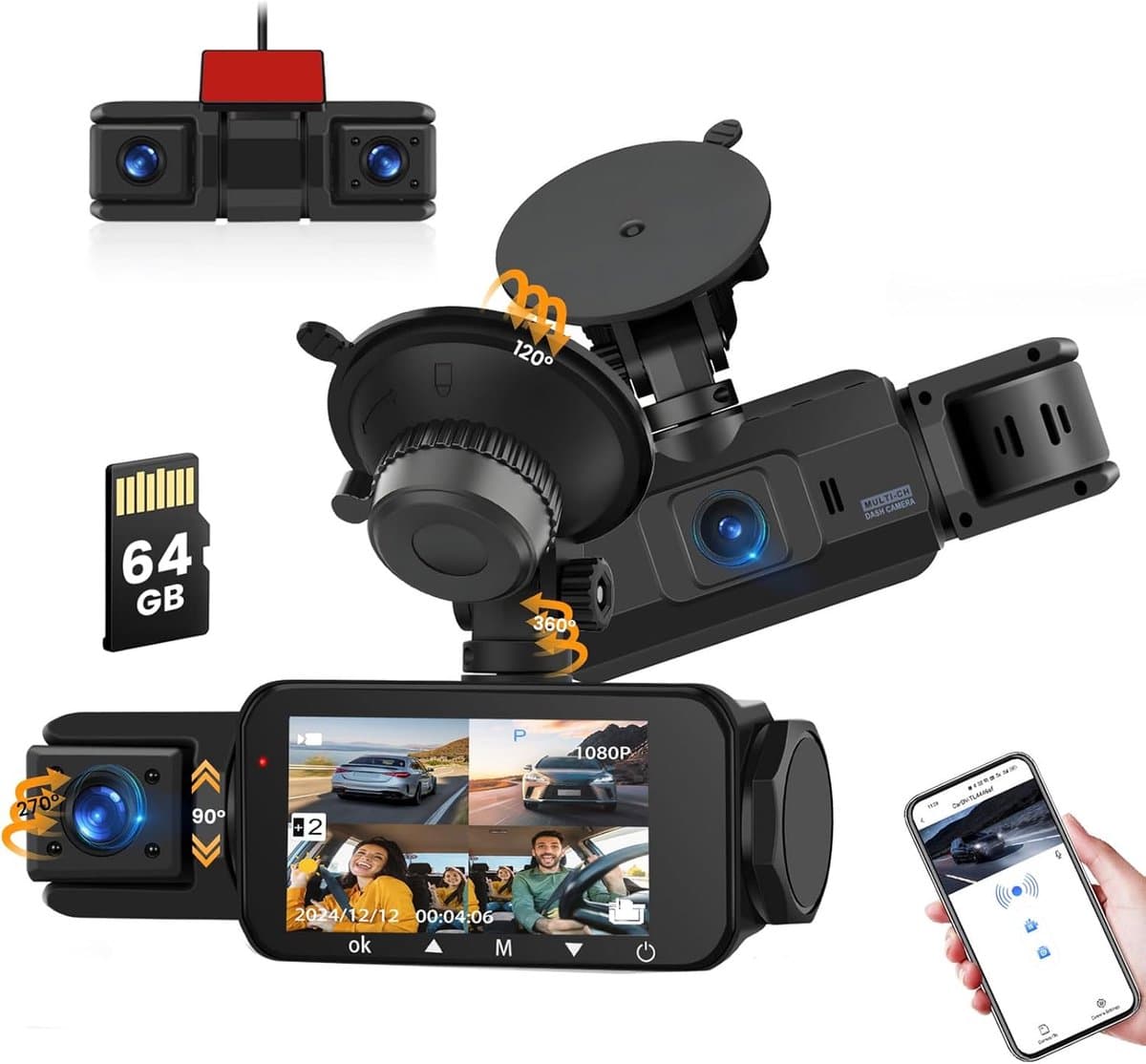 Dashcam 4K+1080P - WiFi Auto Camera - 3" IPS Scherm - Nachtzicht voor optimale veiligheid - ShopVlot — afbeelding 1