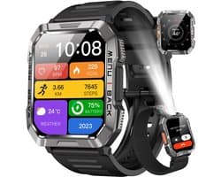 Blackview Outdoor Smartwatch - W60 Watch - Bluetooth Smartwatches - Rugged Sporthorloge - Vierkante Militair Smartwatch - Smart Watch Dames - Smartwatch Heren - Sport Horloge - IP68 Waterdicht - Belfunctie - Sporthorloge - iOS & Android - Zwart