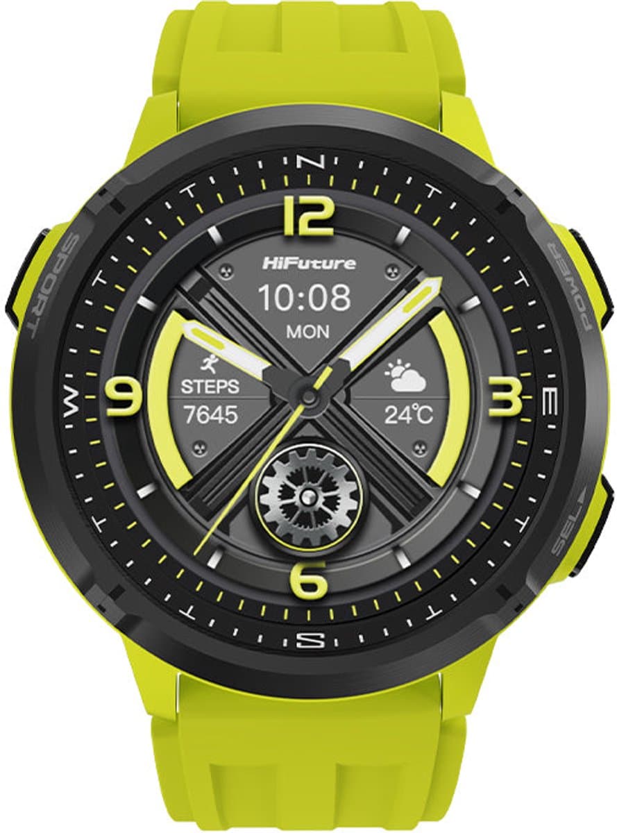 HiFuture MIX 3 Smartwatch - 1,43 inch AMOLED - Bluetooth bellen - Hartslagmeter & SpO2 - 47 mm - Geel — afbeelding 1