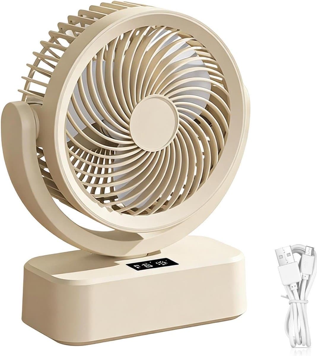 Persoonlijke Ventilator - Wandventilator Tafelventilator - Ruimte Verfrissen - Zes Snelheden - 21B x 12D x 12H cm - Beige — afbeelding 1