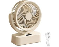 Persoonlijke Ventilator - Wandventilator Tafelventilator - Ruimte Verfrissen - Zes Snelheden - 21B x 12D x 12H cm - Beige