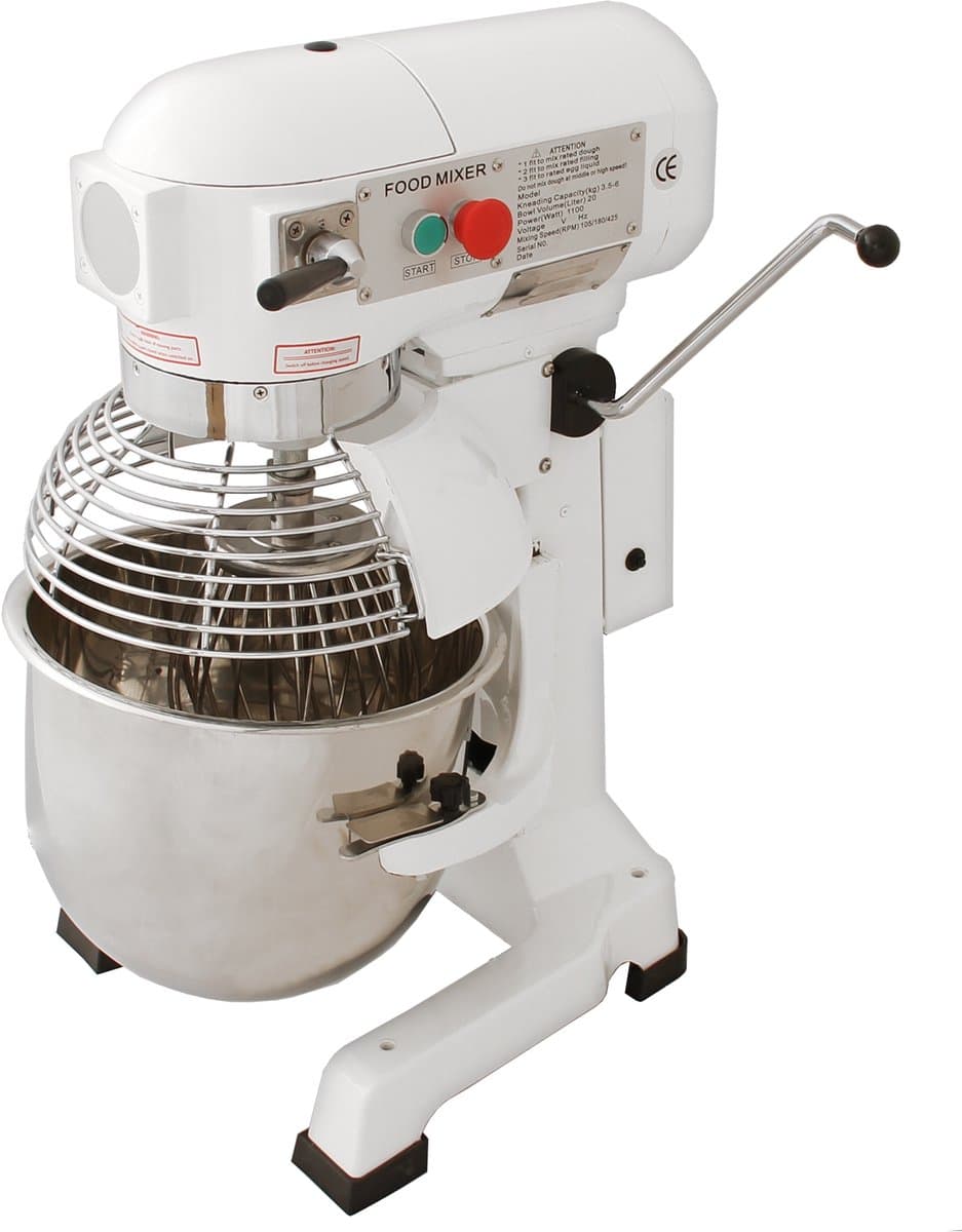 Commerciële Voedsel Mixer / Spiraalmixer - 20 Liter - 3 Versnellingen - 3 Opzetstukken - GRATIS Deeg Schraper. - Maximaal gewicht: 3 kg/Mix — afbeelding 1