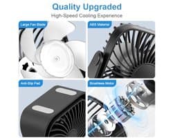 Mini USB Tafelventilator 10 cm - Stil, 360° Rotatie, 3 Snelheden voor Thuis en Kantoor