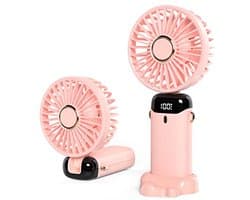 Mini Handventilator USB - Opvouwbare Tafelventilator met 5 Snelheden en 3000 mAh Accu voor Thuis, Kantoor en Reizen