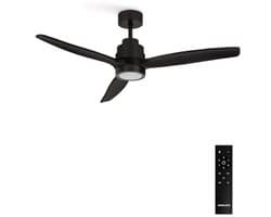Stille plafondventilator met afstandsbediening, 40W, 112 cm, 6 snelheden, timer en zomer-winterfunctie