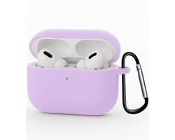 Hoesje - Geschikt voor Apple Airpods Pro 3 - met Clip - Siliconen Hoes - Silicone Case Cover - Lila