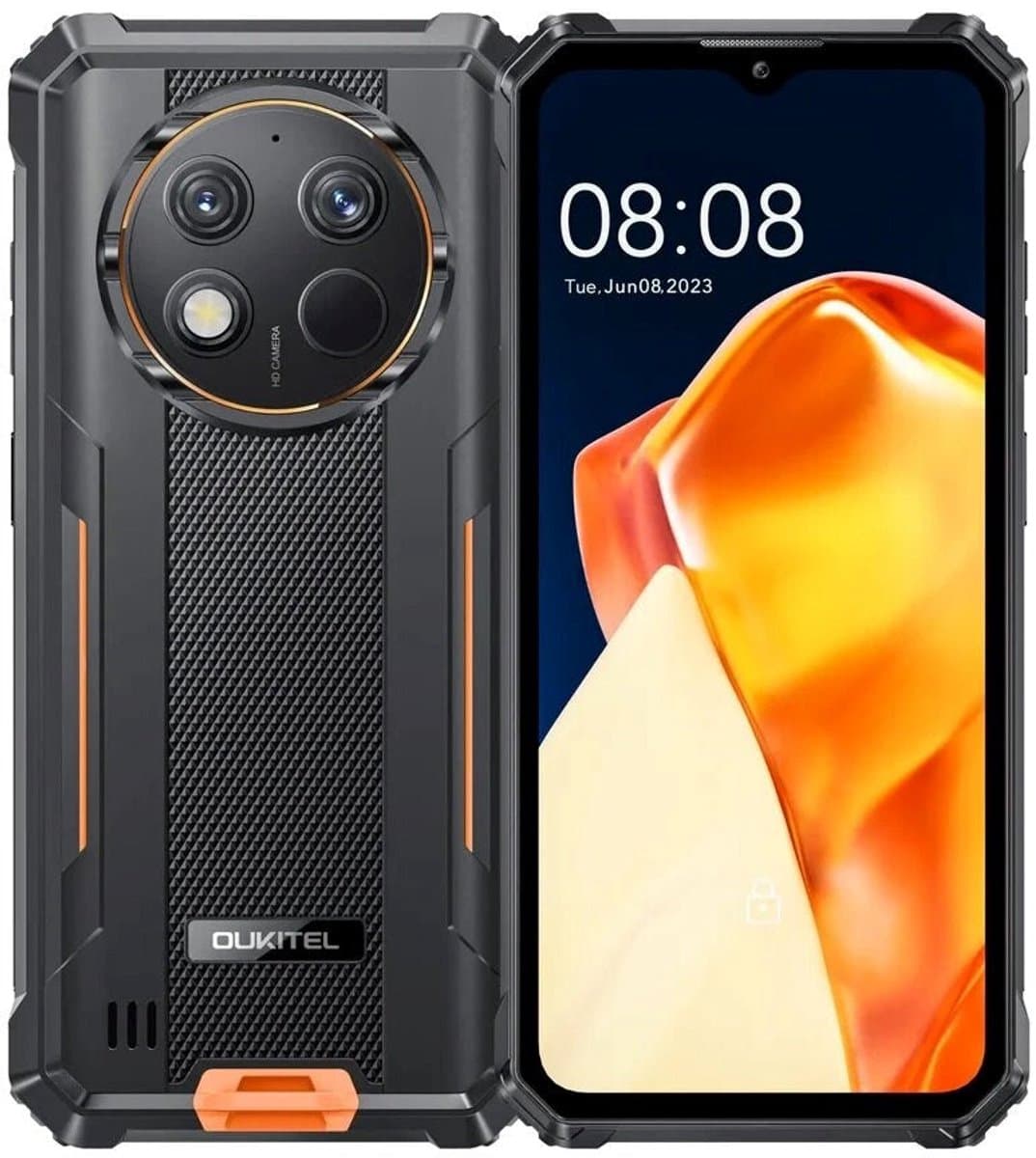 Oukitel G1 Rugged Smartphone 4G T606 6GB 256GB 10600-18W A14, Black w Orange — afbeelding 1