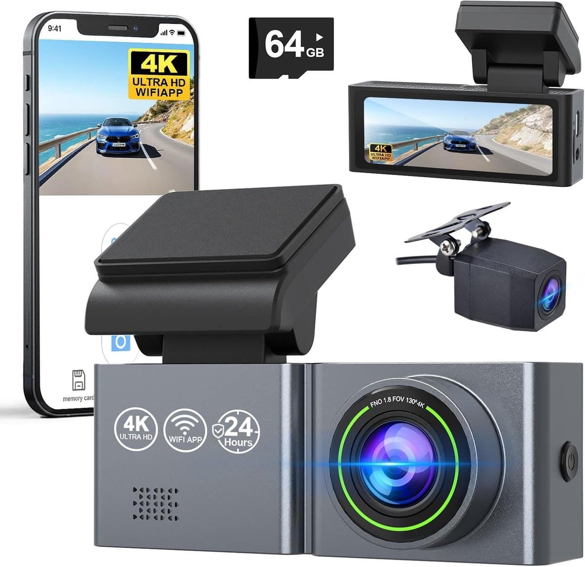Dashcam voor Auto - Dual - Camerabewaking - Full HD - Zwart — afbeelding 1