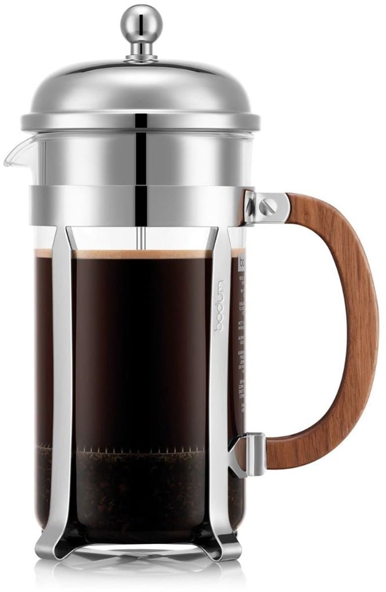 Bodum 11652-16-107, Franse druk, 1 l, Roestvrijstaal, Transparant, Roestvrijstaal, Hout, 8 kopjes, 141 mm — afbeelding 1