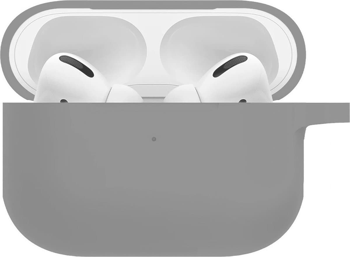 Hoesje - Geschikt voor Apple AirPods Pro 2 - met Clip - Siliconen Hoes - Silicone Case Cover - Grijs — afbeelding 1