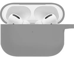 Hoesje - Geschikt voor Apple AirPods Pro 2 - met Clip - Siliconen Hoes - Silicone Case Cover - Grijs